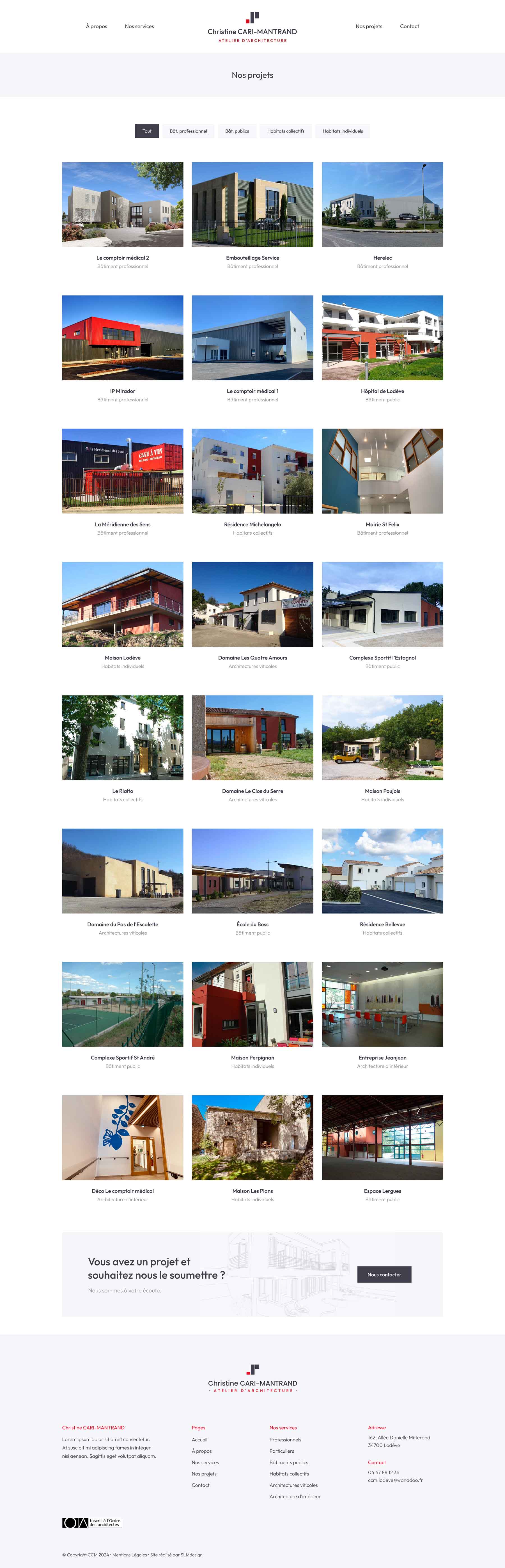 Liste des projets présentés sur le site CCM