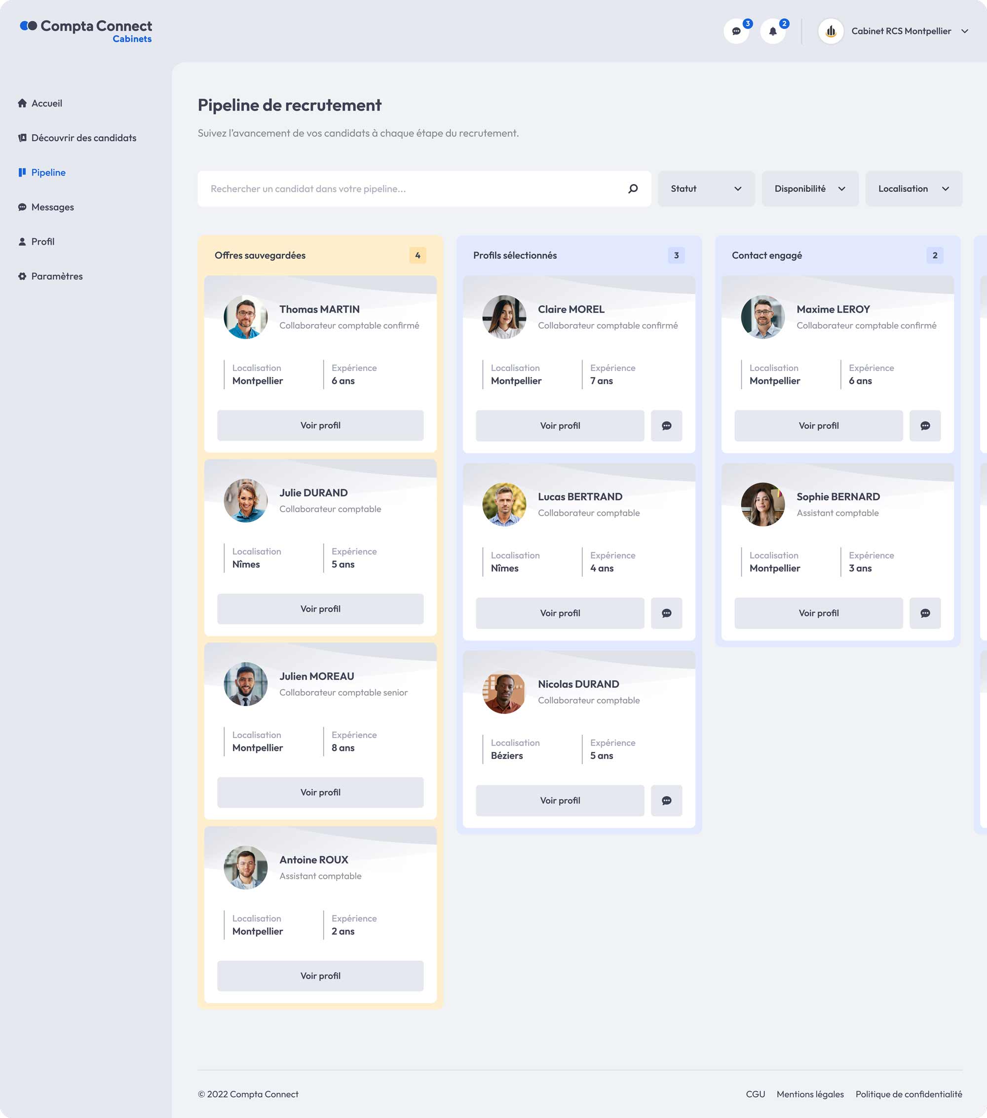 Pipeline de recrutement Compta Connect