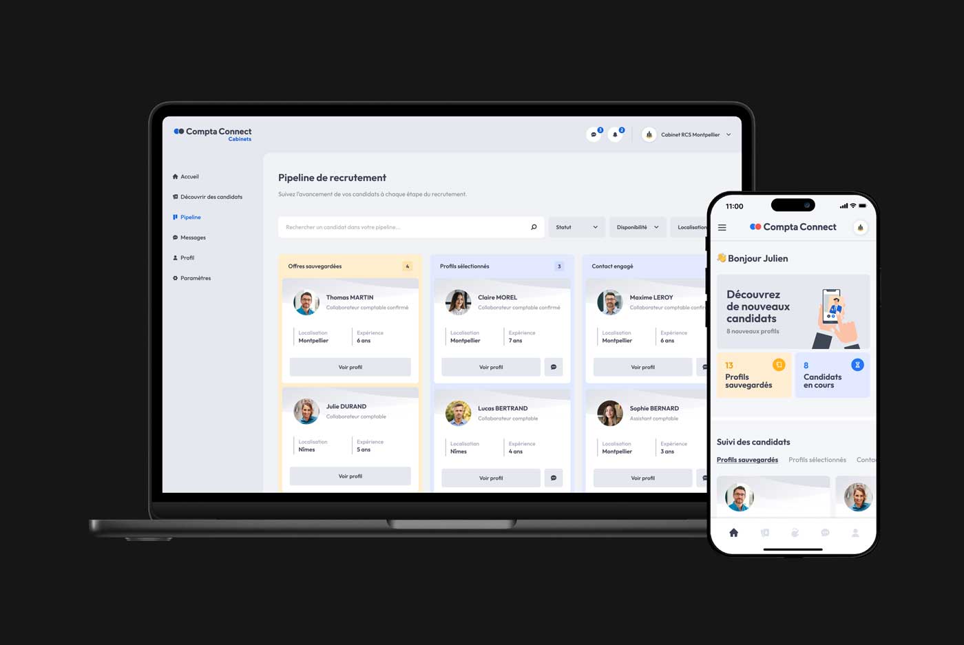 Compta Connect sur ordinateur et mobile
