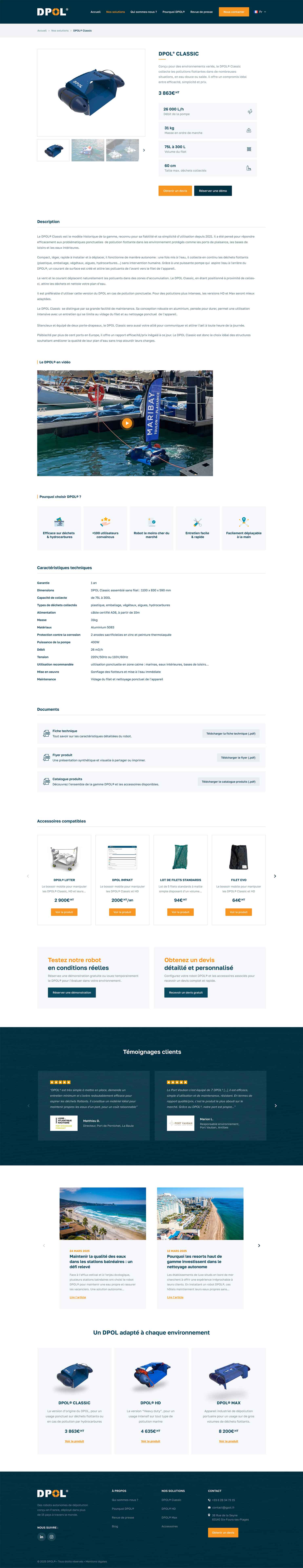 Fiche produit du site DPOL