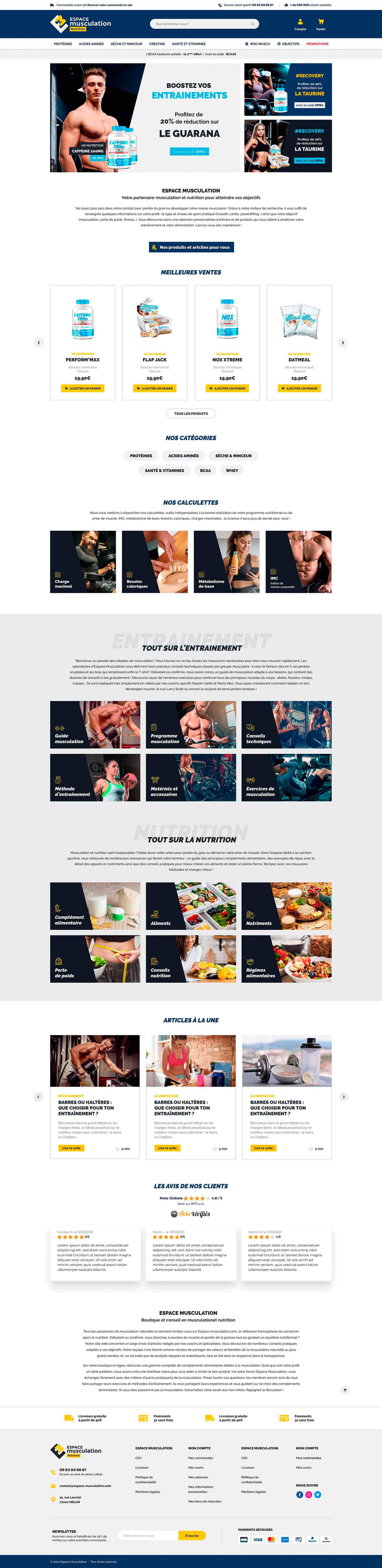 Page d'accueil du site Espace Musculation