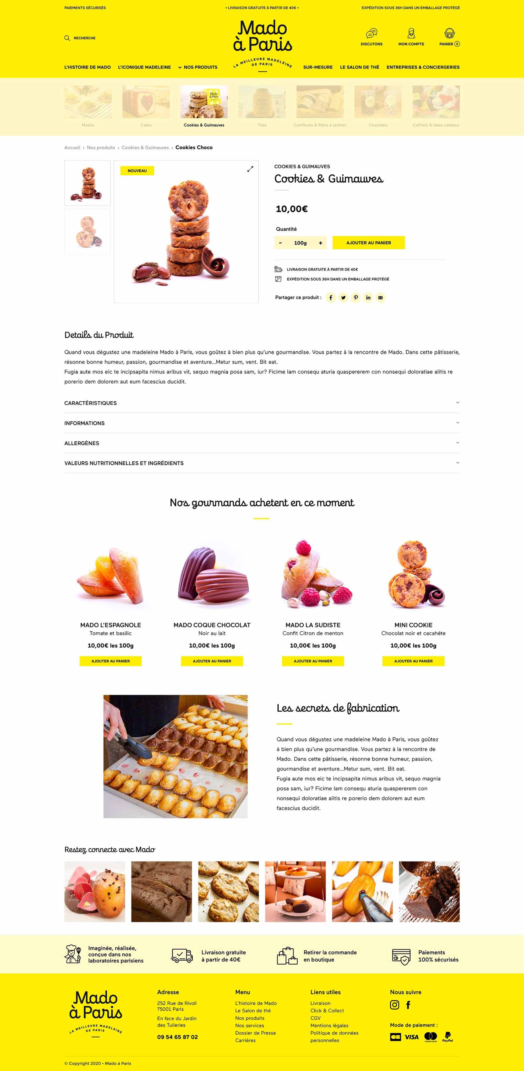Fiche produit du site Mado