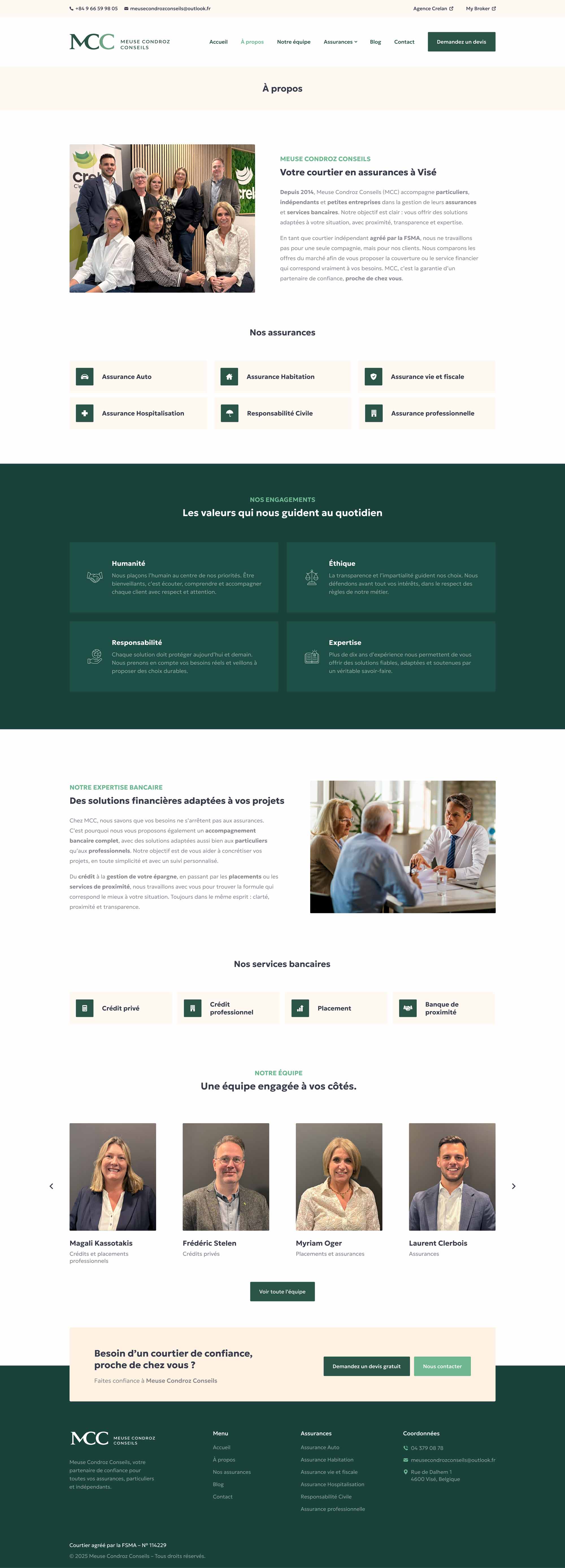 Page À propos du site MCC