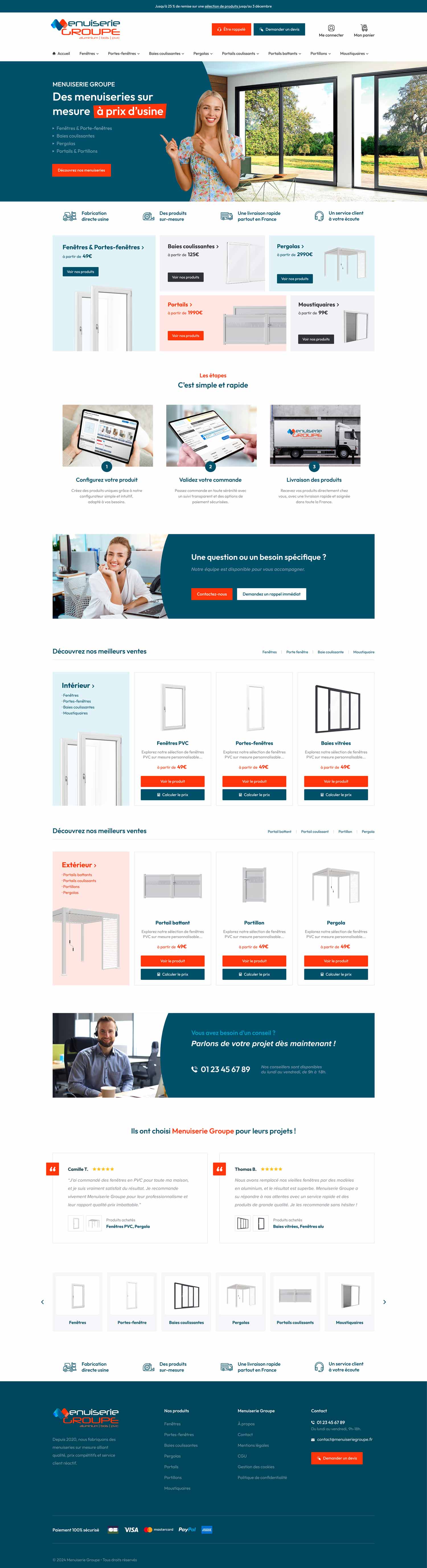Page d'accueil du site Menuiserie Group