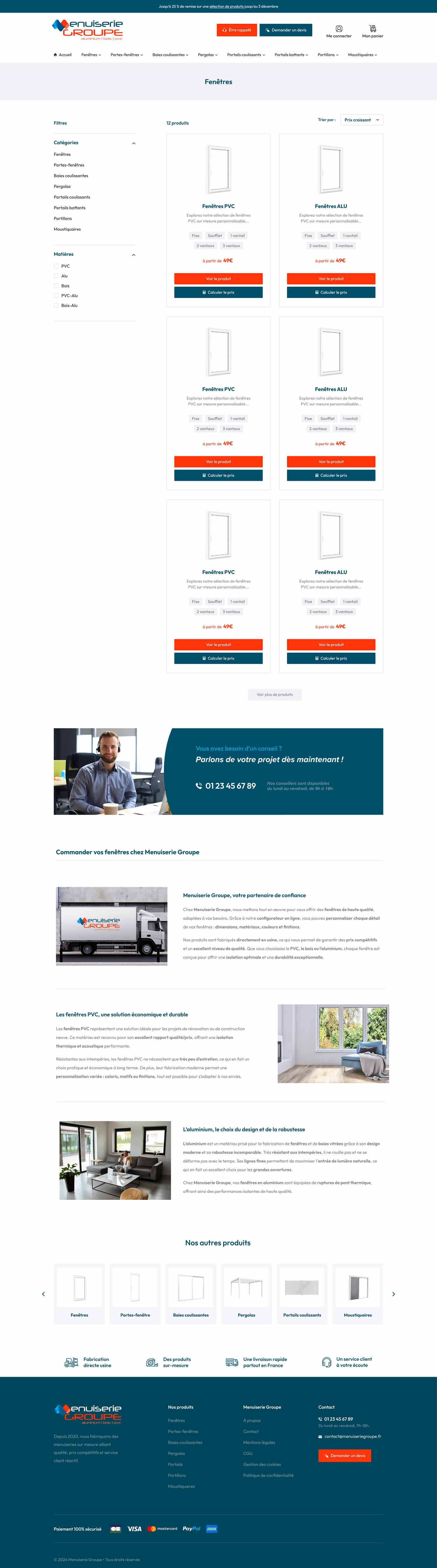 Catalogue de fenêtres du site Menuiserie Group