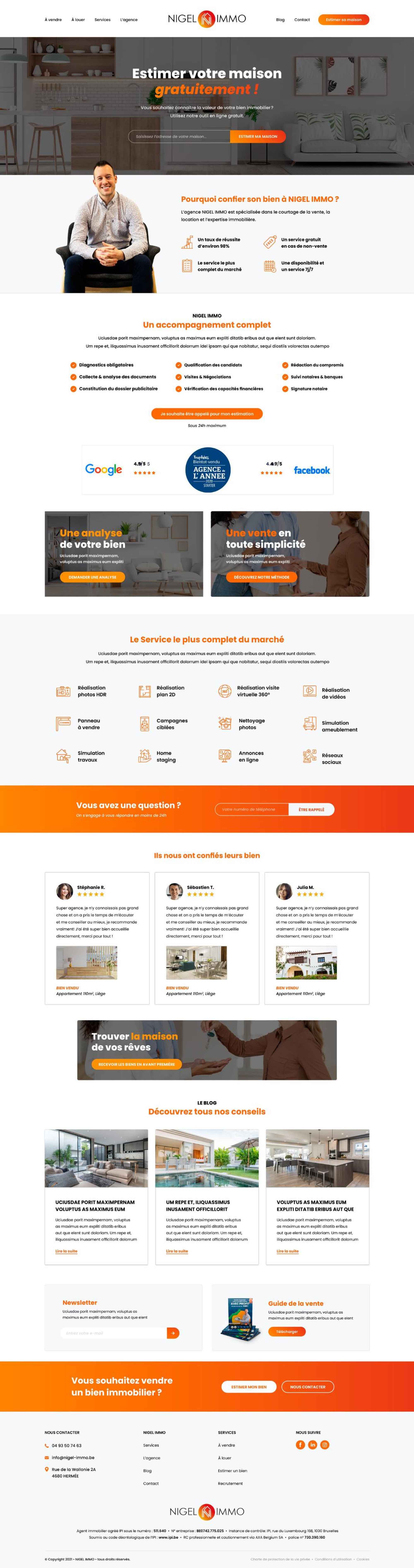 Page d'accueil du site Nigel Immo