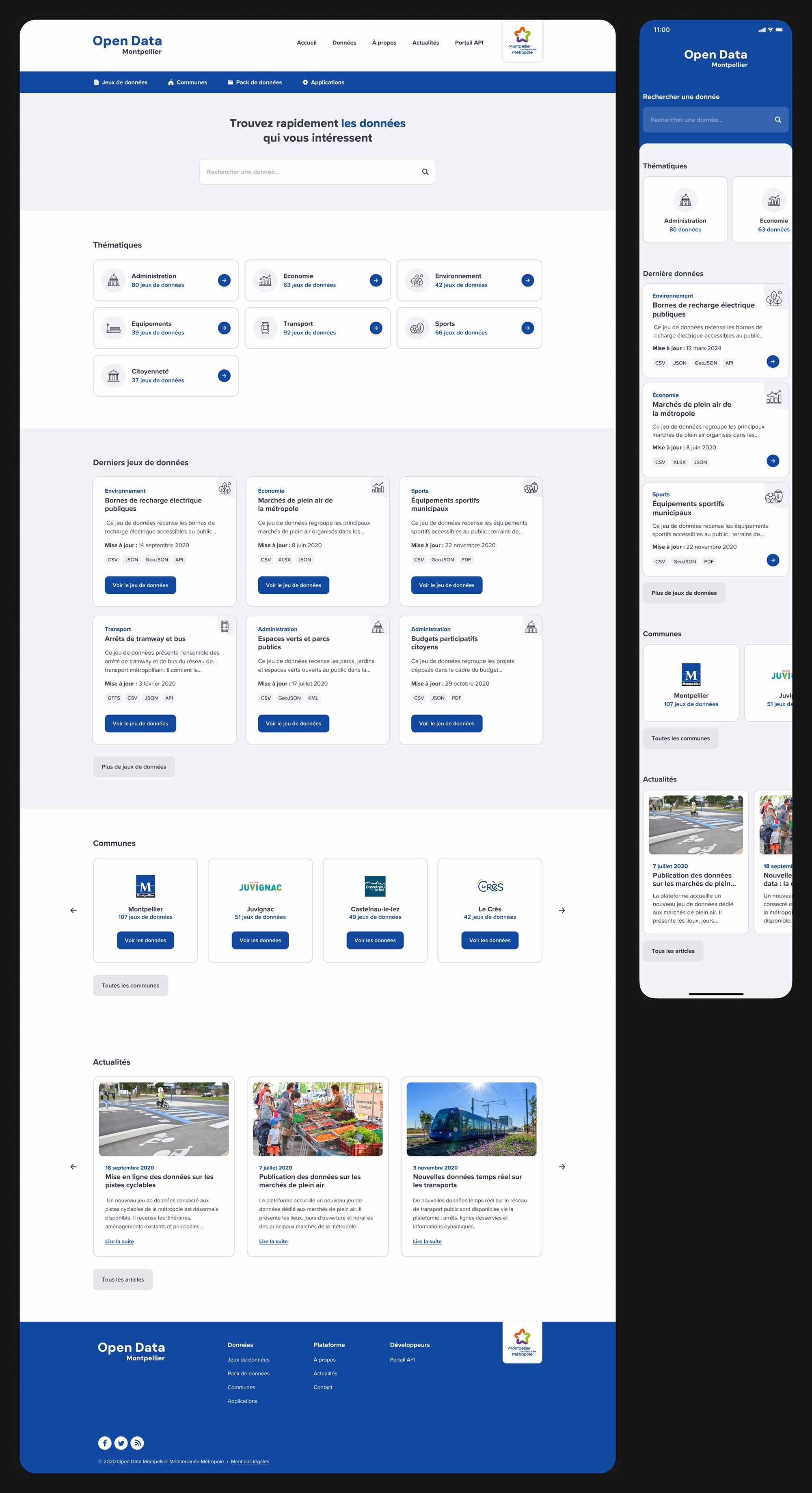 Page d'accueil de la plateforme Open Data