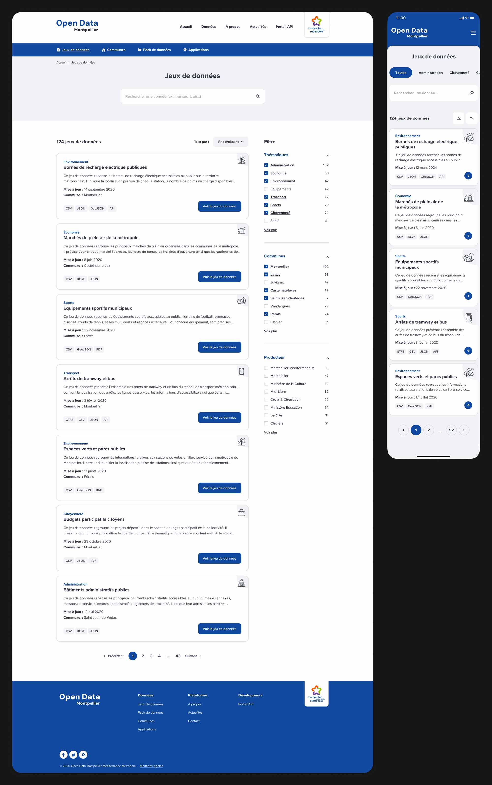 Liste des jeux de données de la plateforme Open Data