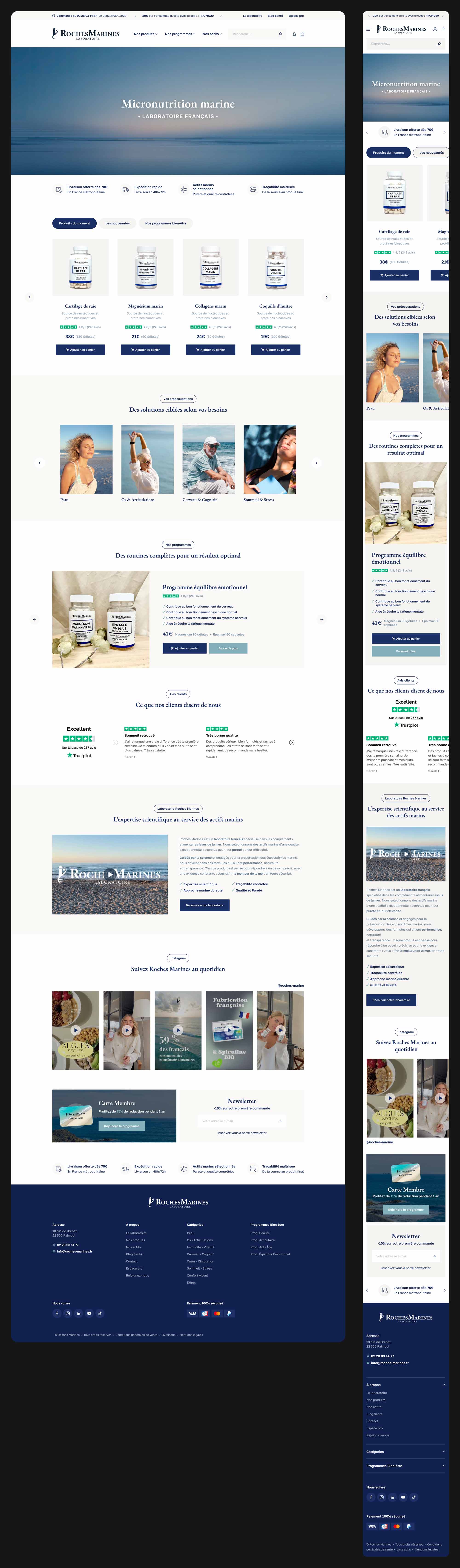 Page d'accueil du site Roches Marines