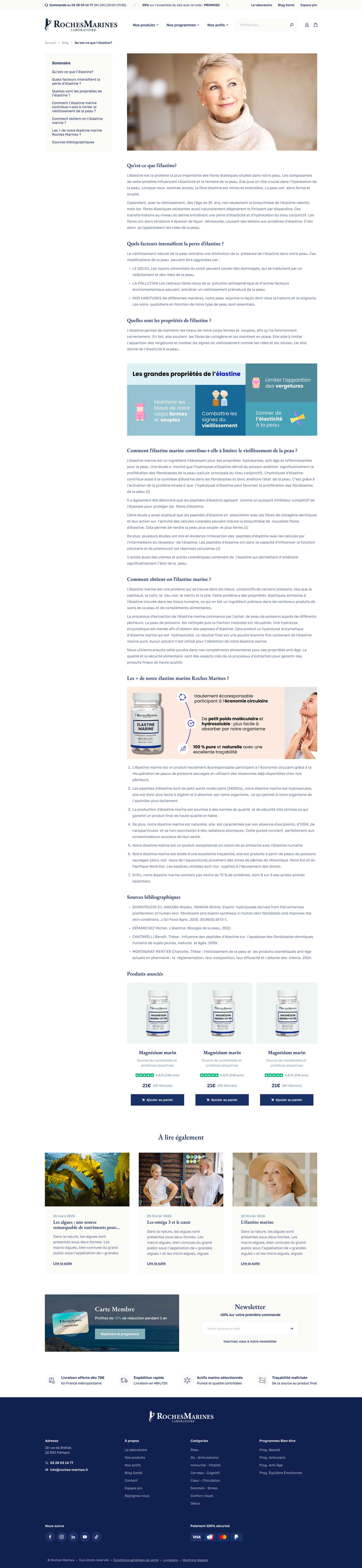 Page article du site Roches Marines