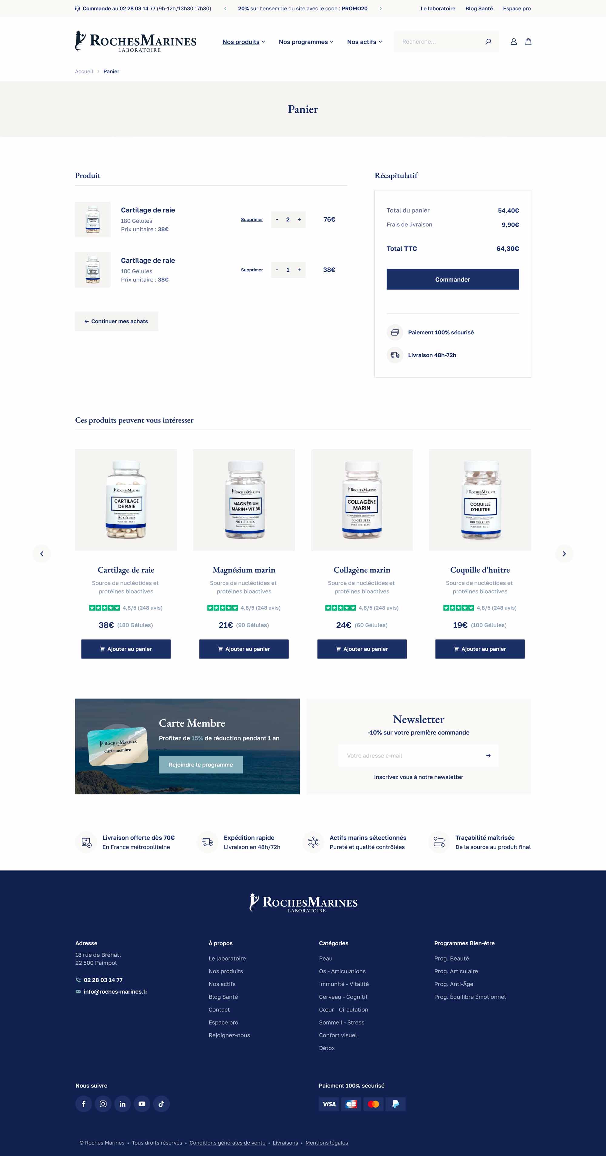 Panier du site Roches Marines