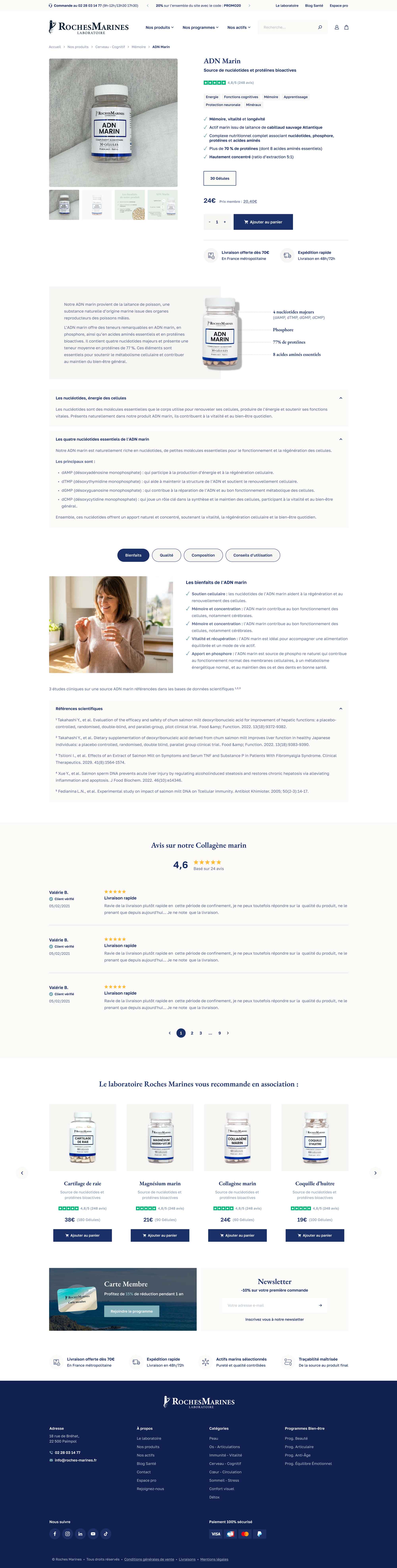 Fiche produit du site Roches Marines
