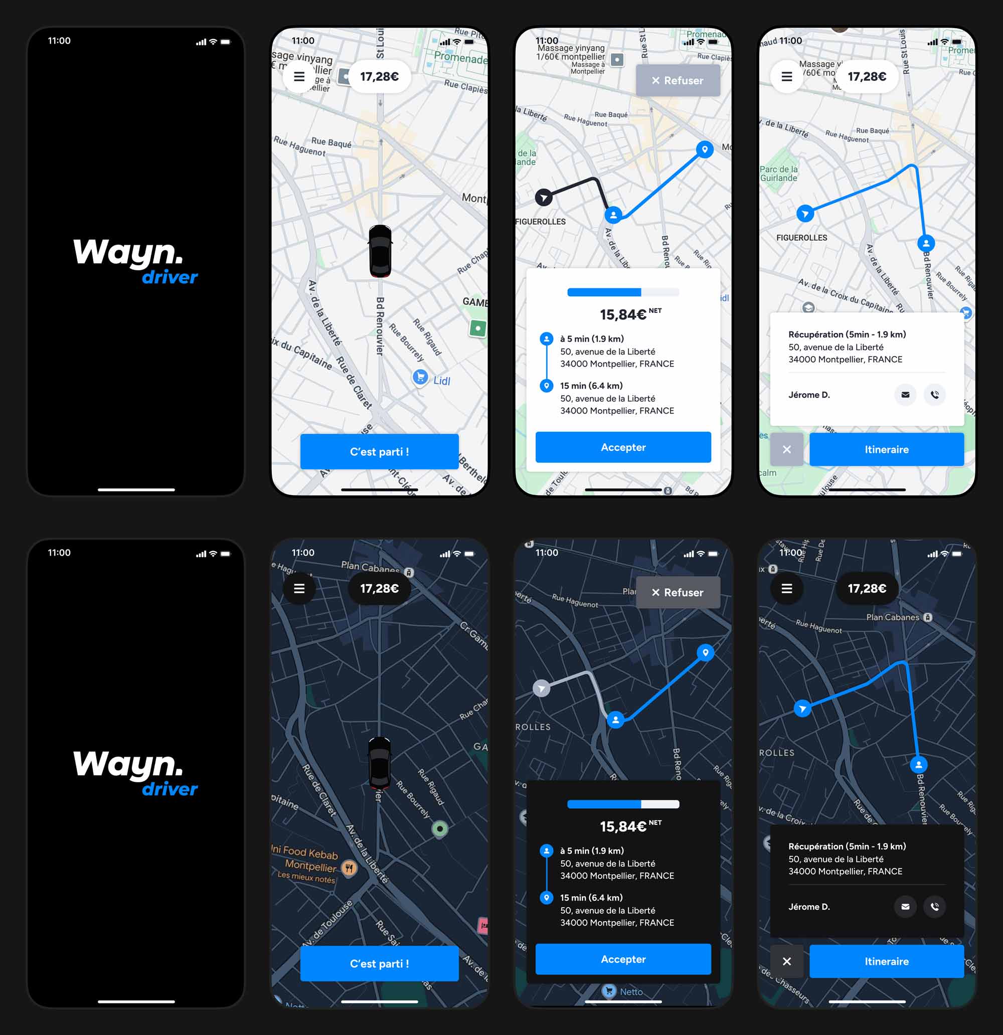 Réception des missions dans l'application chauffeur Wayn