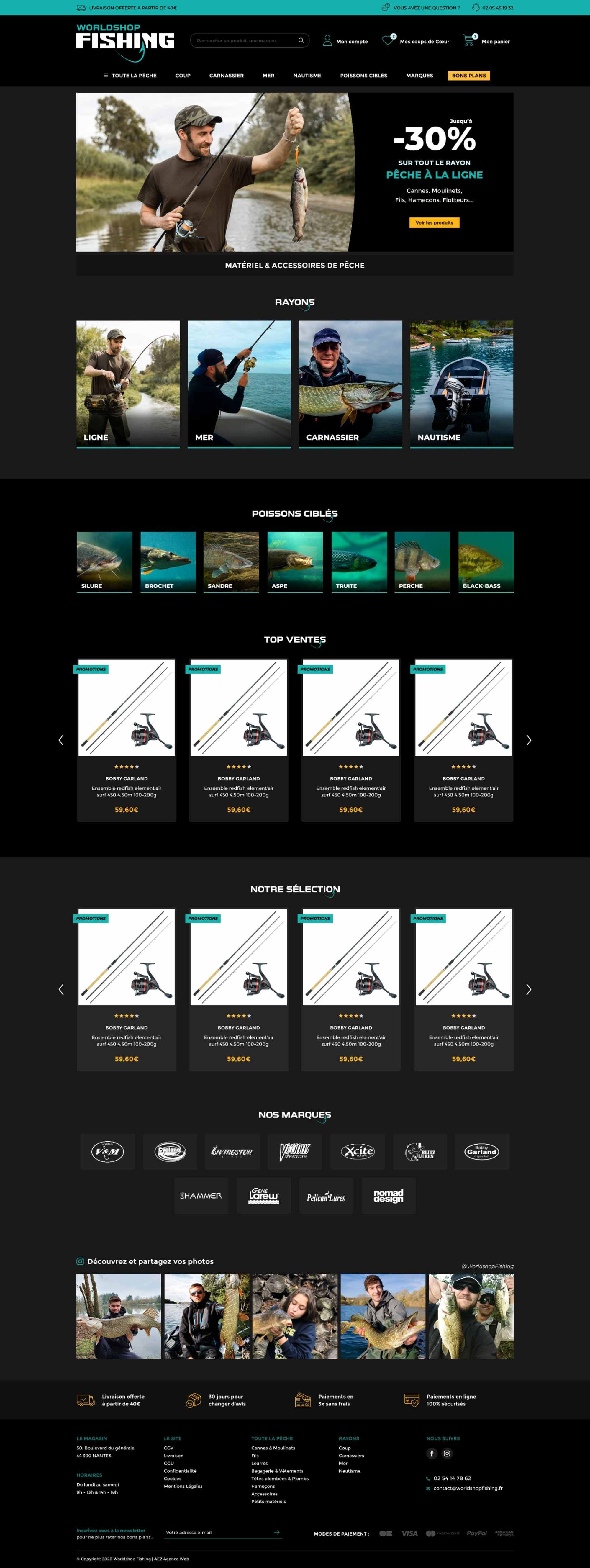 Page d'accueil du site Worldshop Fishing
