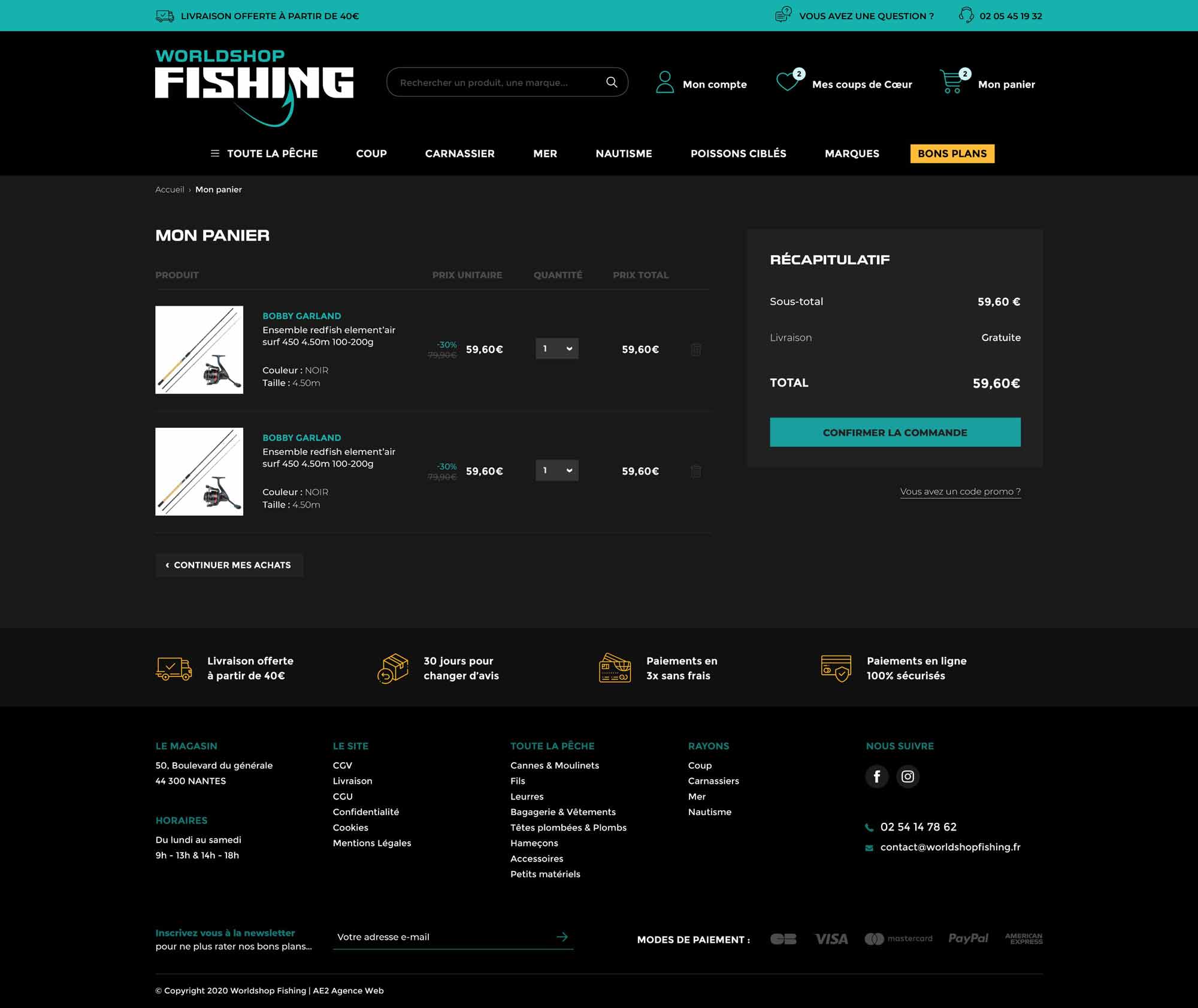 Panier du site Worldshop Fishing