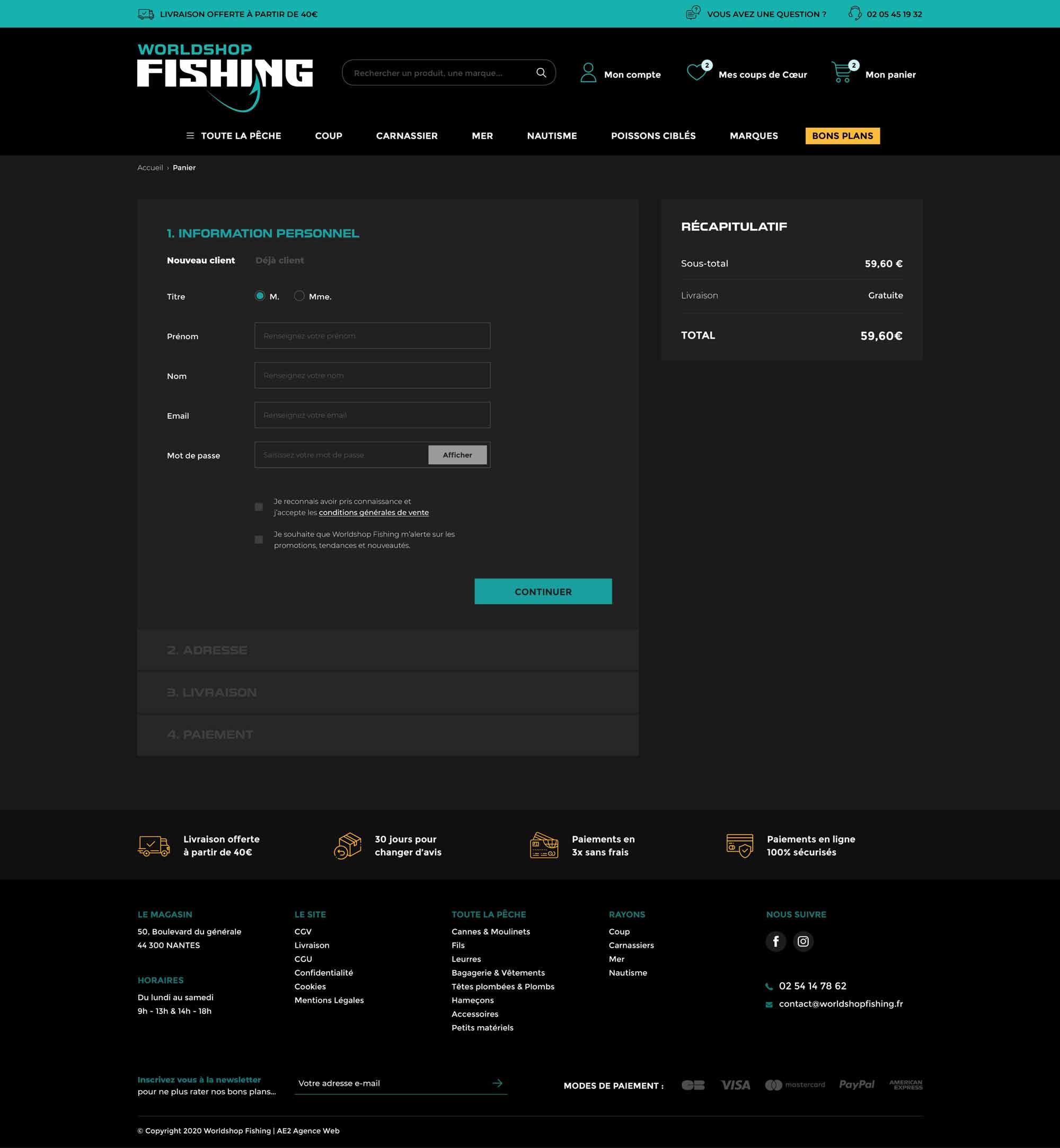 Tunnel de commande du site Worldshop Fishing